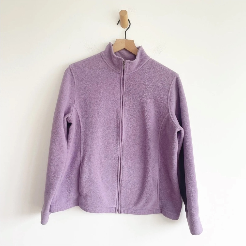 LL Bean Women's Full Zip Polartec Fleece Sweater Purple 259072 Large